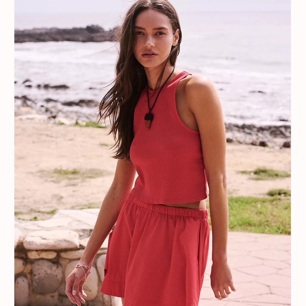 Free People Red Top and Skirt Set